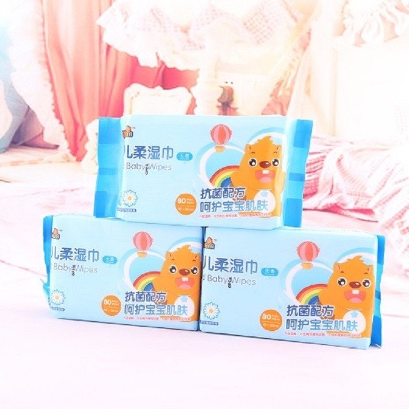 贝瓦婴儿抗菌柔湿巾套装 80片装*3