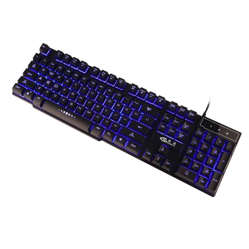 吉选(gesobyte) KB860 悬浮有线键盘三色炫光版机械手感绝地求生吃鸡游戏商务办公 黑色