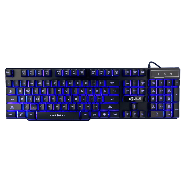 吉选(gesobyte) KB860 悬浮有线键盘三色炫光版机械手感绝地求生吃鸡游戏商务办公 黑色