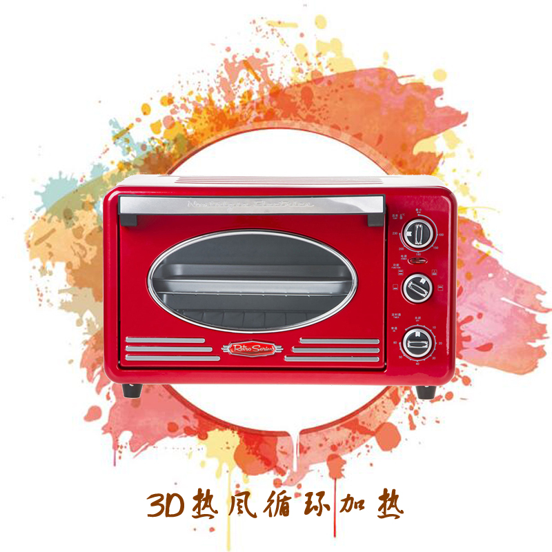 苏宁自营Nostalgia Electrics诺思得其50年代复古电烤箱 金属红RTOV220