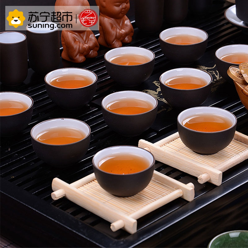艺宏堂茶具整套茶具 艺宏堂整套 茶具套装 紫砂功夫茶具四合一电热磁炉实木茶盘套装