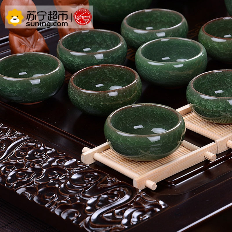 艺宏堂茶具整套茶具 艺宏堂整套茶具套装 紫砂功夫茶具 四合一电热磁炉 实木纯手工茶盘套装