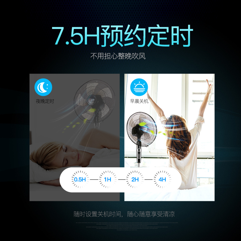 志高(CHIGO)落地扇FS-40-16A38RC 16吋遥控版 7.5小时定时 三档支持循环摇头家用五叶电风扇冷台风扇