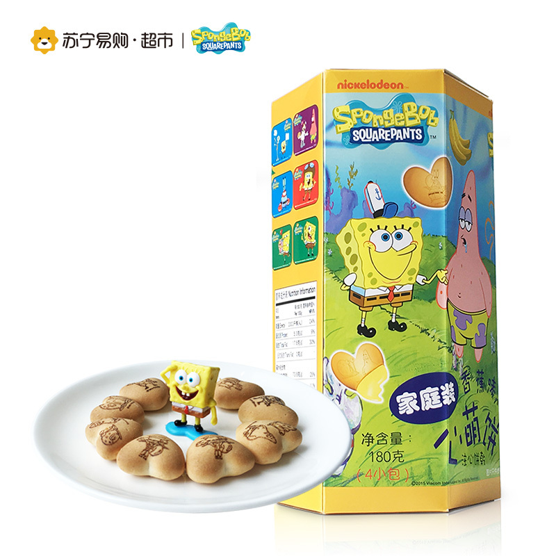 海绵宝宝香蕉味灌心饼家庭装180g