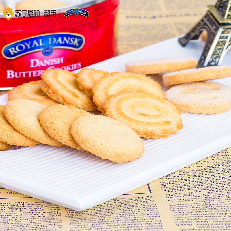 丹麦原装进口(RoyalDansk)红罐花卉系列黄油曲奇饼干454克/盒
