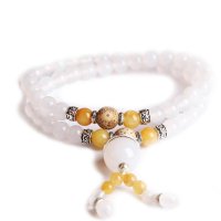 磊鑫缘 菩心善缘-3A级天然白玛瑙手链附证书 WA01030120002 白色