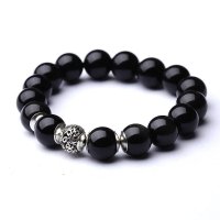 磊鑫缘 平衡能量-天然黑曜石手链附证书 WA01080110005 黑色