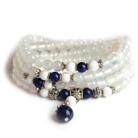 磊鑫缘 3A级天然白玛瑙四圈手链附证书 WA01030140003 白色