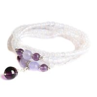 磊鑫缘 3A级天然白玛瑙安稳睡眠手链附证书 WA01030140004 白色