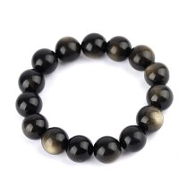 磊鑫缘 天然金曜石手链附证书 WA01080210001 黑色