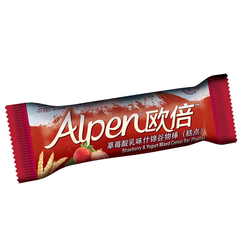 欧倍(Alpen)草莓酸乳味什锦谷物棒(糕点)5条装(137.5克)