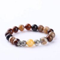 磊鑫缘 福运当头-3A级天然缠丝条纹玛瑙手链附证书 WA01031110002 多色