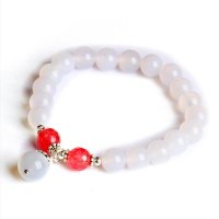 磊鑫缘 3A级天然白玛瑙招桃花手链附证书 WA01030110009 白色