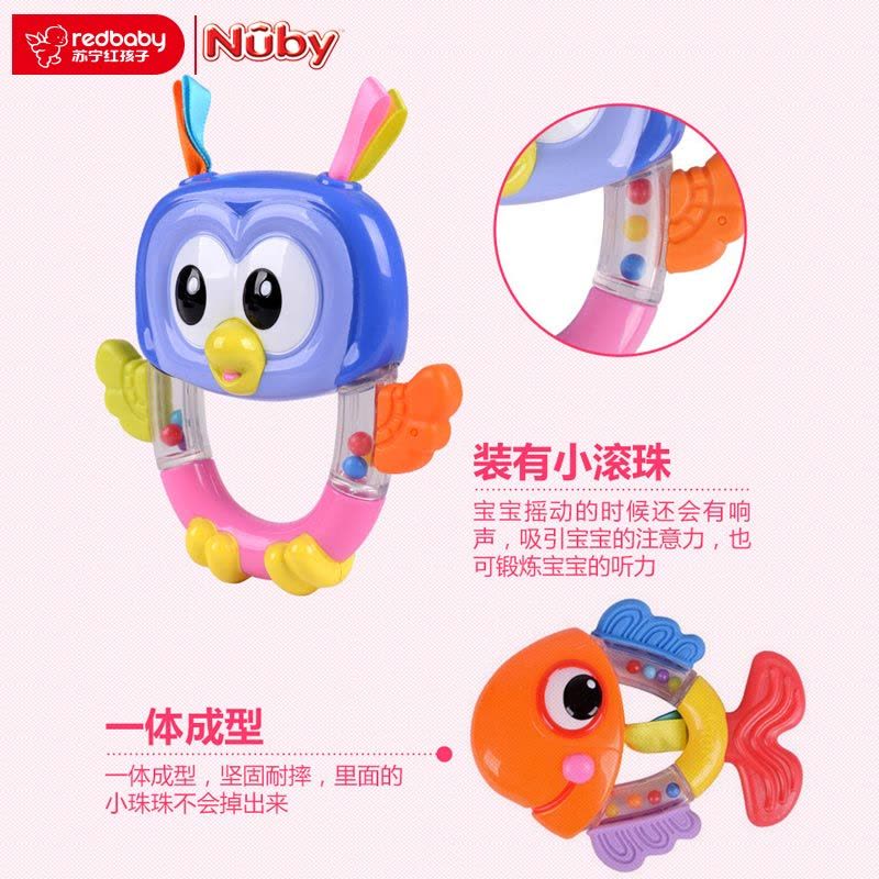 美国nuby/努比 婴儿磨牙棒宝宝儿童专用可爱摇铃固齿器牙胶鱼图片