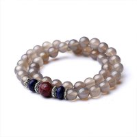 磊鑫缘 帝皇石-天然灰玛瑙手链附证书 WA01030520001 灰色