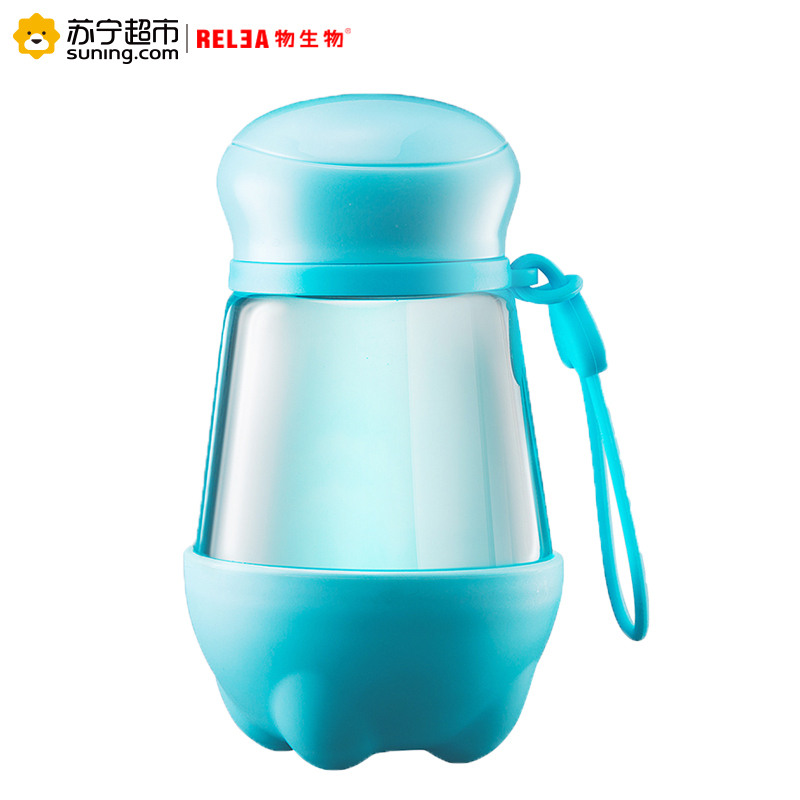 物生物(RELEA)301-400ml麦斯便携玻璃杯创意可爱带盖夏天防漏水杯女透明花茶杯子随手杯可爱型玻璃水杯
