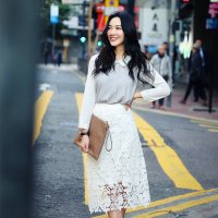 馨慧依 魅力蕾丝半身裙 16153花朵白色