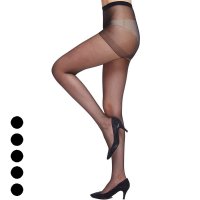 雅鹿 丝袜女士薄款连裤袜12D直拼包芯丝连裤袜(五条装)YS101204500 黑色