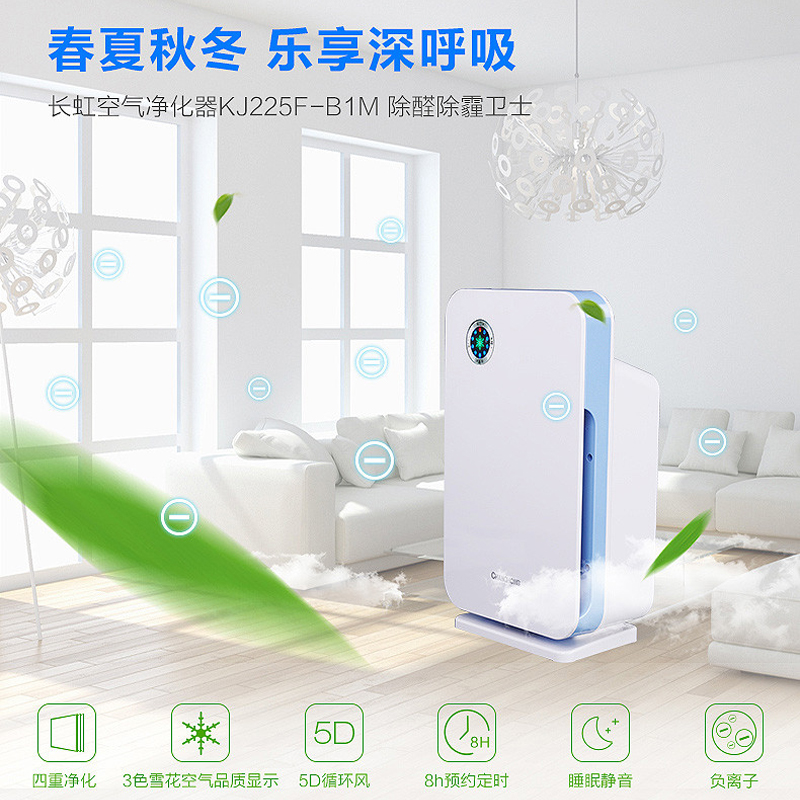 长虹(CHANGHONG)空气净化器 KJ225F-B1M除甲醛二手烟pm2.5异味负离子白色 空气清洁器 空气清新机高清大图