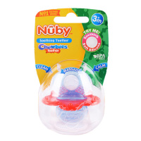 美国nuby/努比 新款婴儿宝宝儿童专用磨牙棒咀嚼训练固齿器牙胶 红蓝