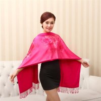 上海故事 团花锦簇花开富贵拉绒围巾 FS9008