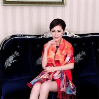 上海故事 格桑梅朵花开富贵拉绒围巾 FS9008