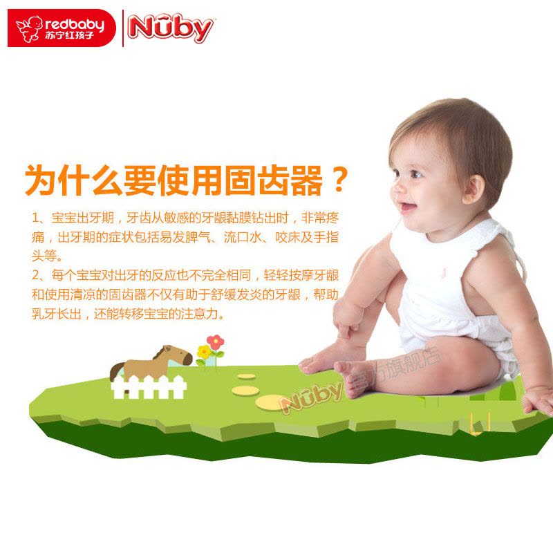 美国nuby/努比 新款婴儿宝宝儿童专用可爱兔角摇铃固齿器牙胶磨牙棒 黄紫图片