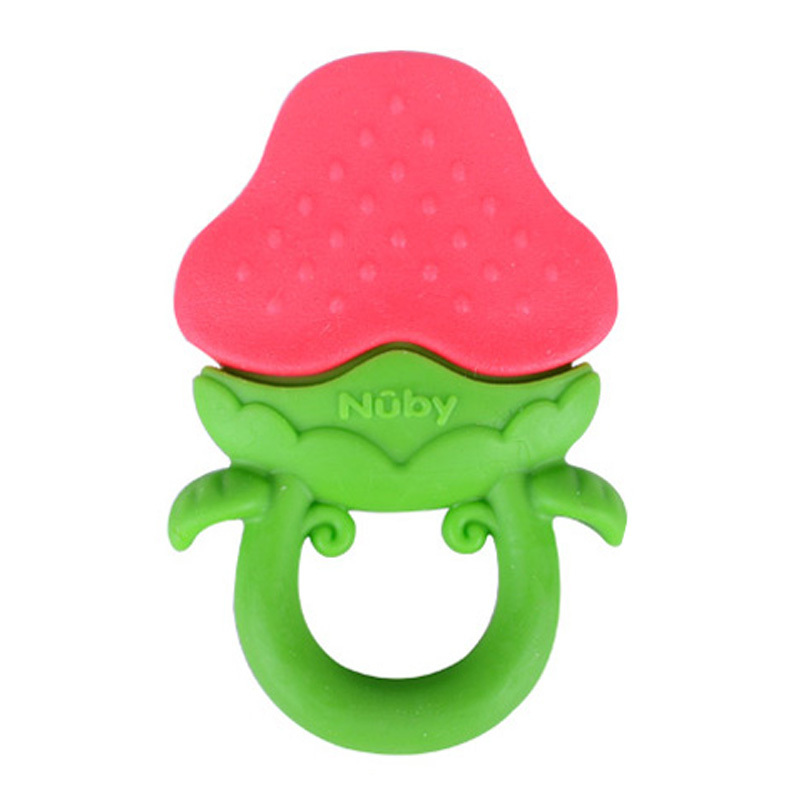 美国nuby/努比 宝宝训练固齿器 冰胶固齿器牙胶水果造型两个组合装 草莓橙子