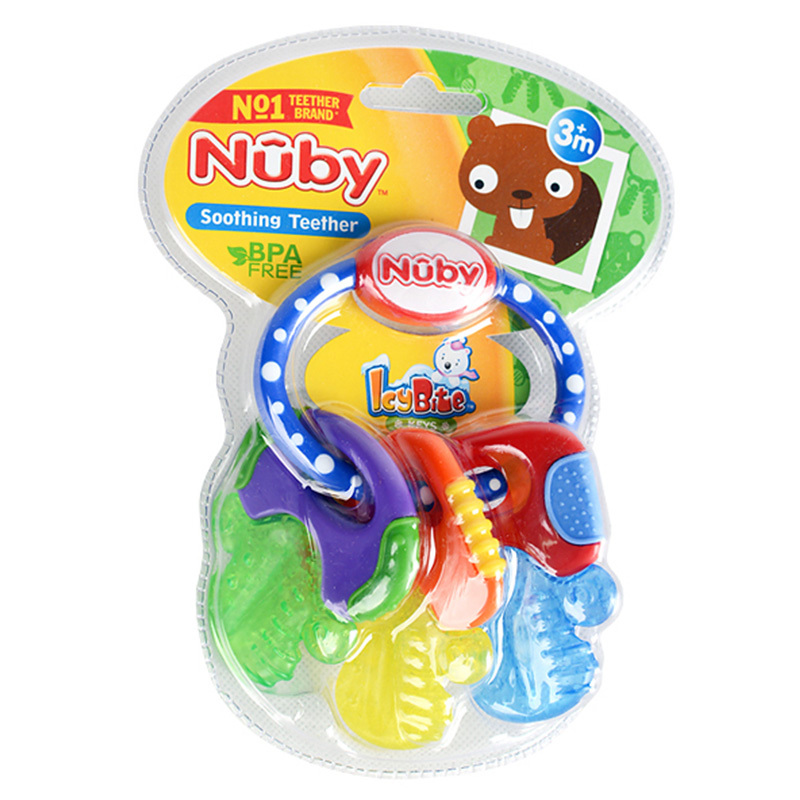 美国nuby/努比 磨牙棒宝宝玩具磨牙婴儿锁匙冰胶固齿器牙胶