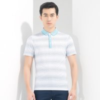 阿仕顿 男士夏装浅色波浪纹印花短袖T恤 AW15211360