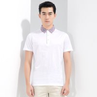 阿仕顿 男士时尚休闲纯色翻领丝光棉短袖T恤 AW15211414