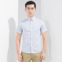 阿仕顿 男士时尚休闲夏款棉质条纹印花短袖衬衫 AW15217328