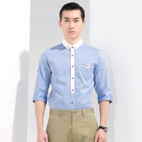 阿仕顿 男士时尚休闲棉质波点中袖衬衫 AW15217386