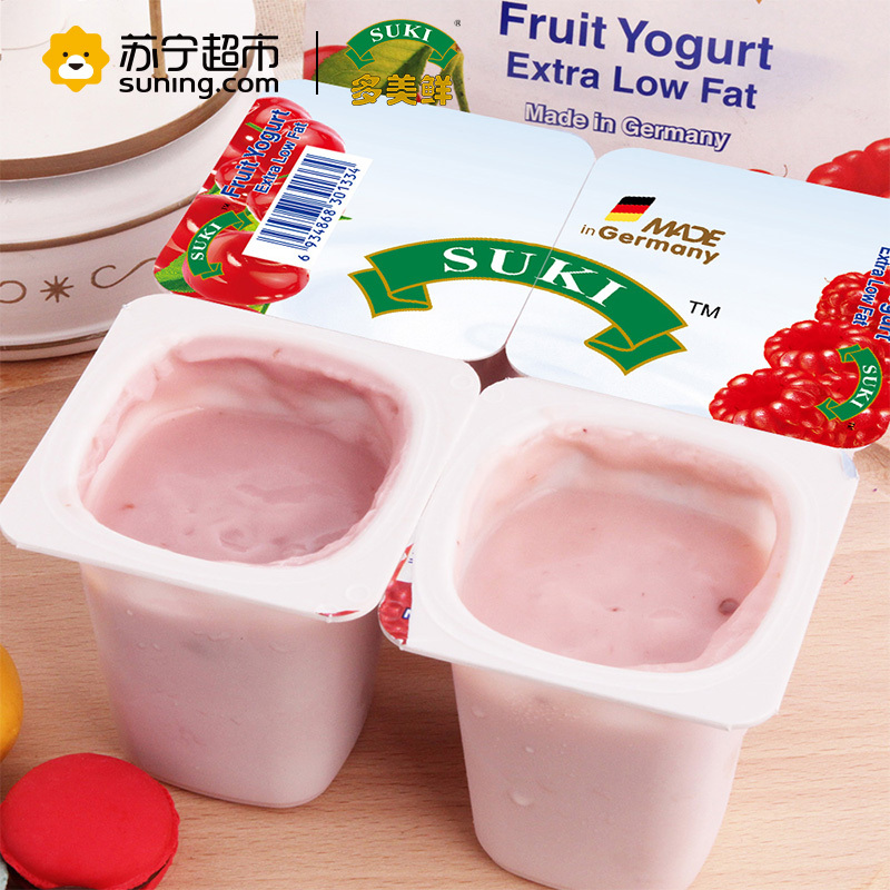 suki 多美鲜 脱脂果粒酸奶 樱桃/覆盆子100g*12礼盒 德国进口