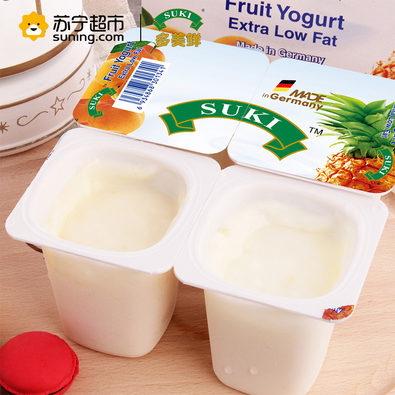 suki 多美鲜 脱脂果粒酸奶 杏/菠萝100g*12礼盒 德国进口