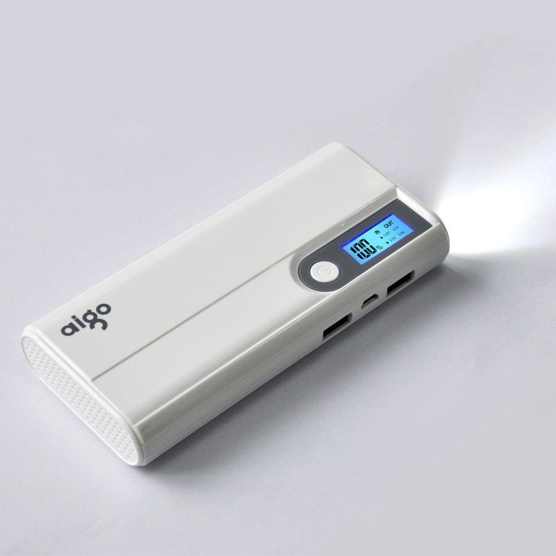 爱国者(aigo) L131 双USB输出 13000毫安 数字显示 强光照明 通用移动电源/充电宝 白色