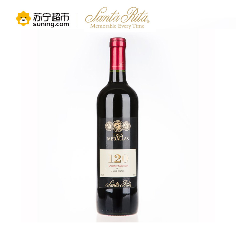桑塔丽塔120勋章加本力苏维翁红葡萄酒700ml 单支装
