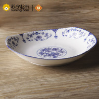YunTang韵唐陶瓷盘子饭盘瓷盘汤盘深盘菜盘子陶瓷餐具心愿9英寸船型盘2只釉中彩