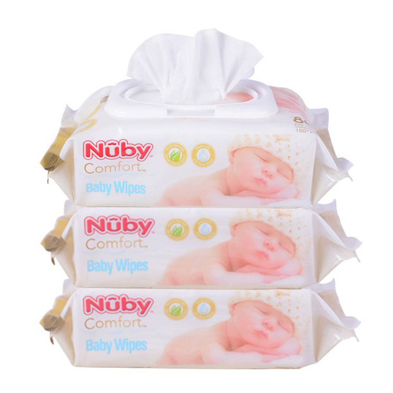 努比(Nuby) 婴儿洁肤专用湿巾80抽*3包装(带盖)
