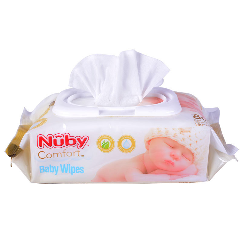 努比(Nuby) 婴儿洁肤专用湿巾80抽*3包装(带盖)