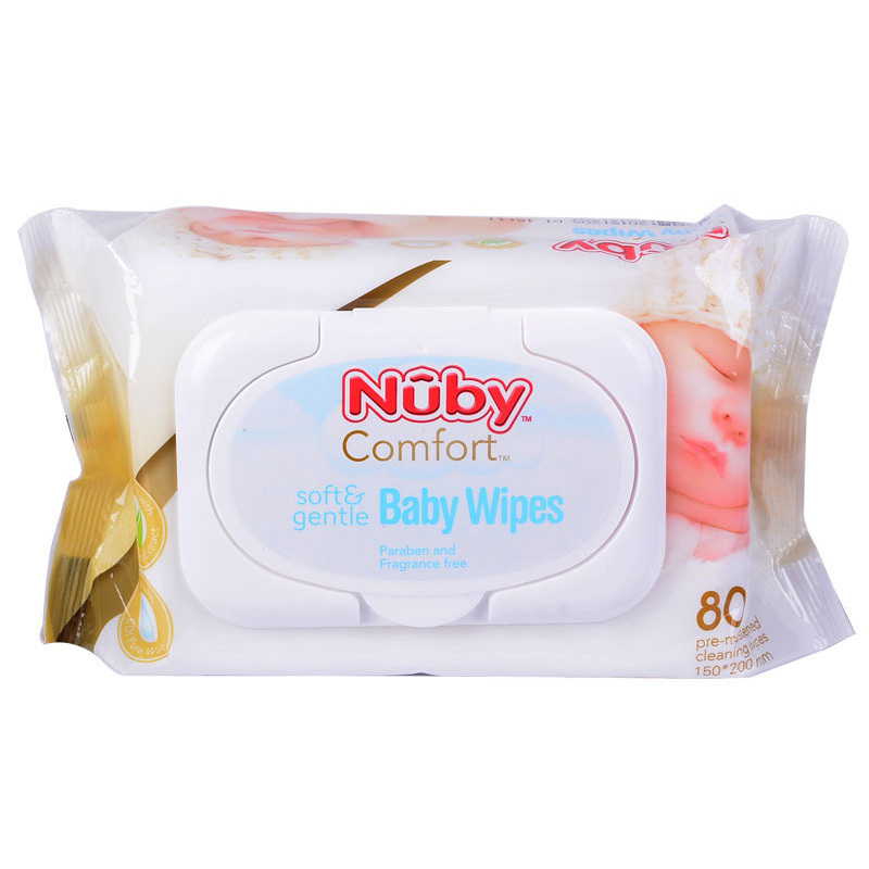努比(Nuby) 婴儿洁肤专用湿巾80抽*3包装(带盖)