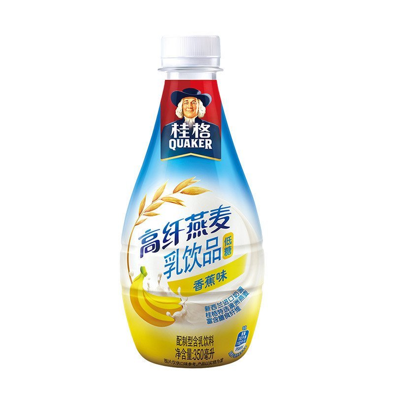[苏宁超市]桂格高纤燕麦乳香蕉味(PET彩箱)350毫升*12瓶
