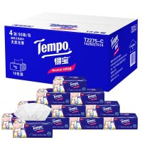 Tempo得宝经典无香抽纸4层90抽18包卫生纸 家用实惠装餐巾纸面巾纸卫生纸纸巾(整箱销售)