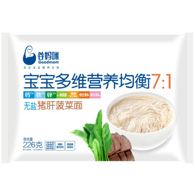 谷妈咪(Goodmom)宝宝多维营养均衡7:1无盐猪肝菠菜小面条226g