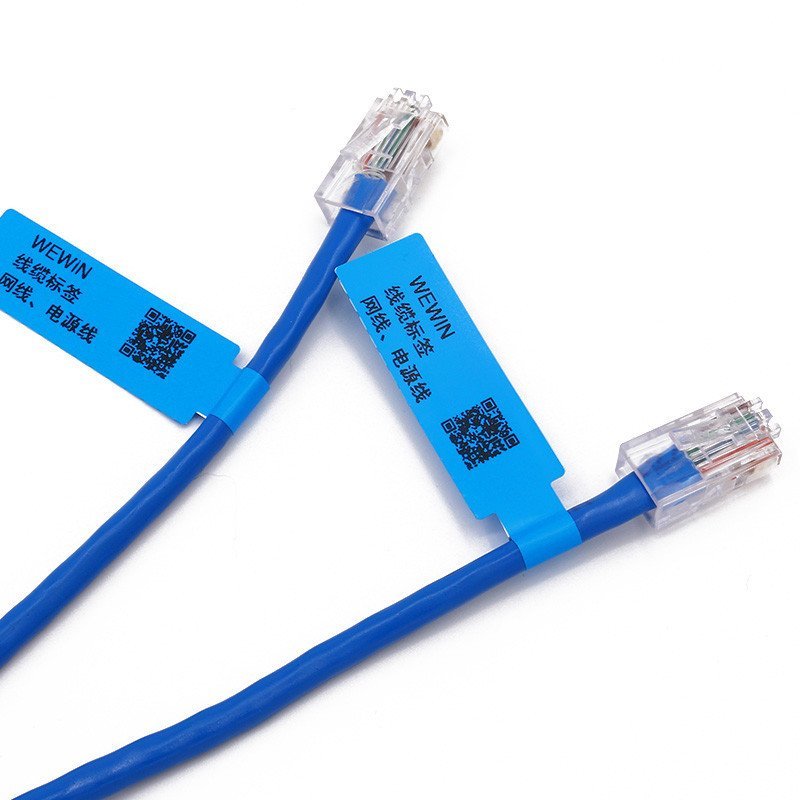 伟文(wewin) QS-03FBL-150 蓝色线缆不干胶标签