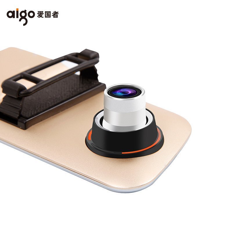 爱国者（aigo）D86行车记录仪 双镜头双录1080P后视镜一体机 金色