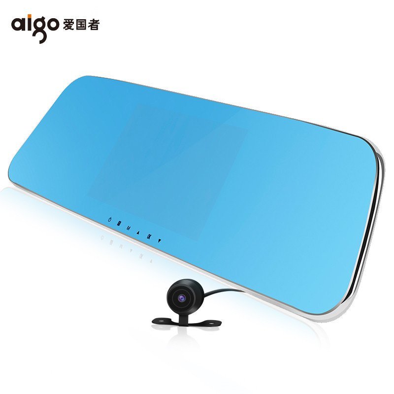 爱国者（aigo）D86行车记录仪 双镜头双录1080P后视镜一体机 金色