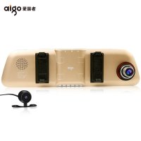 爱国者（aigo）D86行车记录仪 双镜头双录1080P后视镜一体机 金色