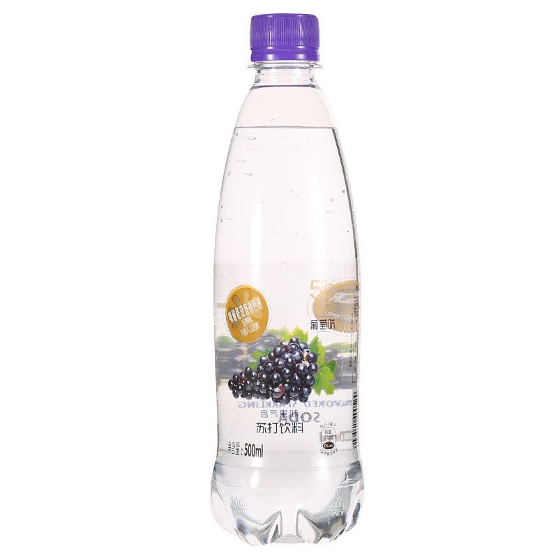 【苏宁超市】5°C活力恩 含气苏打水饮料PET 葡萄味 500ml*15瓶 整箱