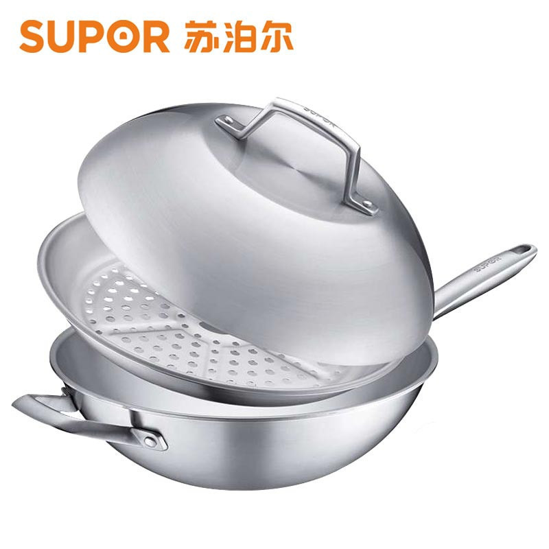 苏泊尔(SUPOR)至尊铜芯五层复合钢炒锅CC30G1